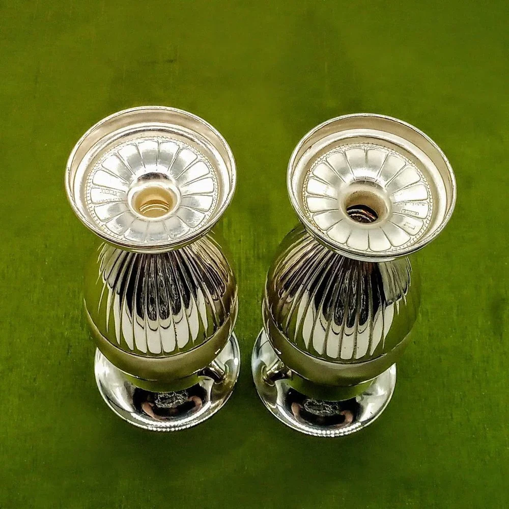 Eberle Germany Silverplate Vase Candle Holders (2)
